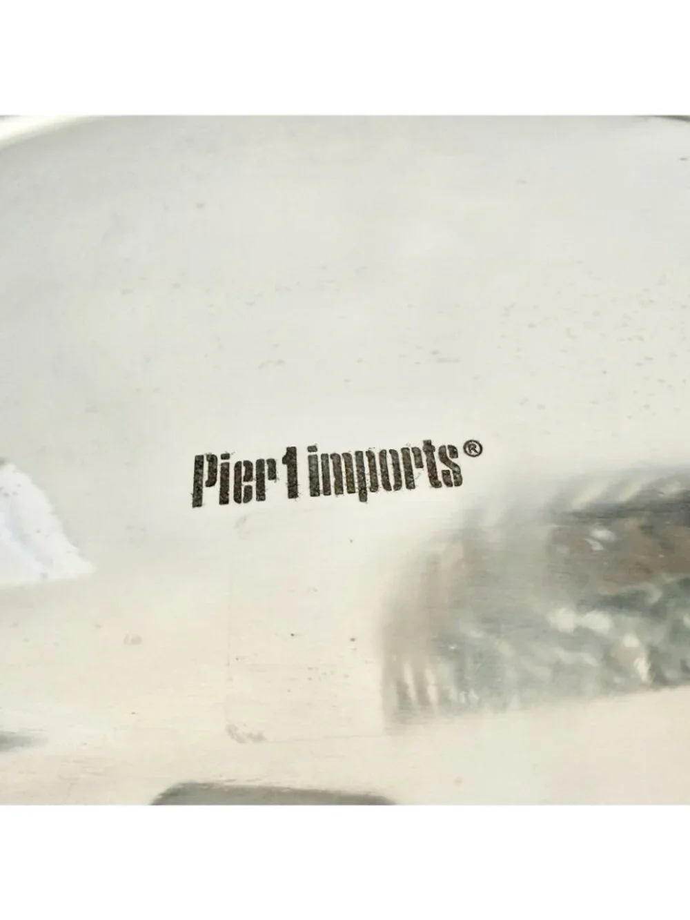 Pier 1 Imports Silver Tone Oval Serving Platter 16x12 Rope Edge Coastal Regency